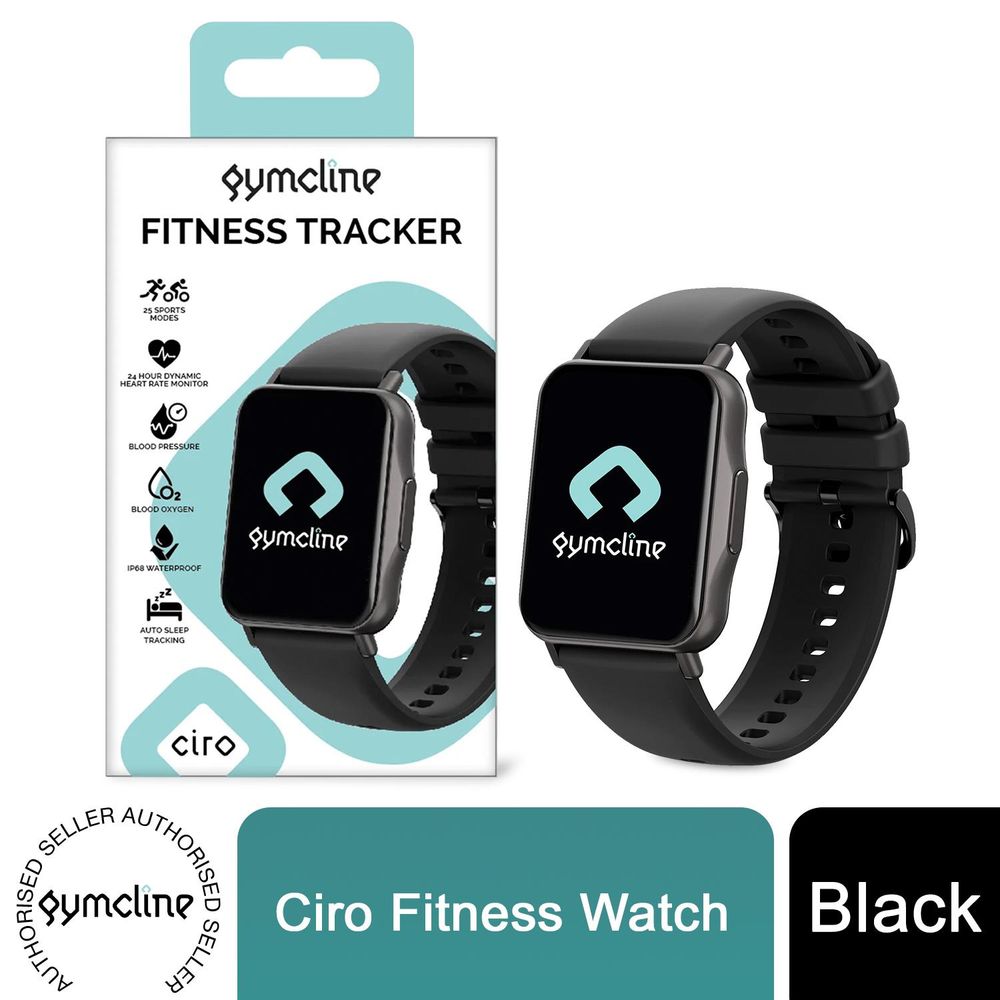 Gymcline Ciro Fitness Tracker: 25 Sports Modes, Water Resistant, Black