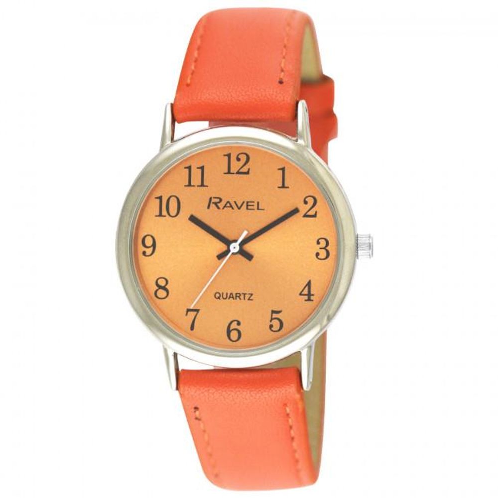 Ladies Classic Brights Leather Strap Watch - Bright Orange