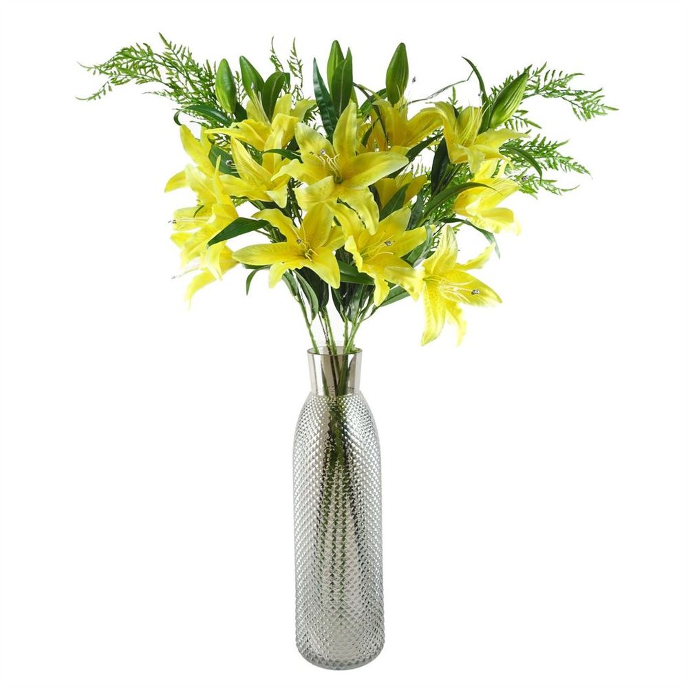 Hand-Finished Smoke Grey Diamond Tall Glass Vase