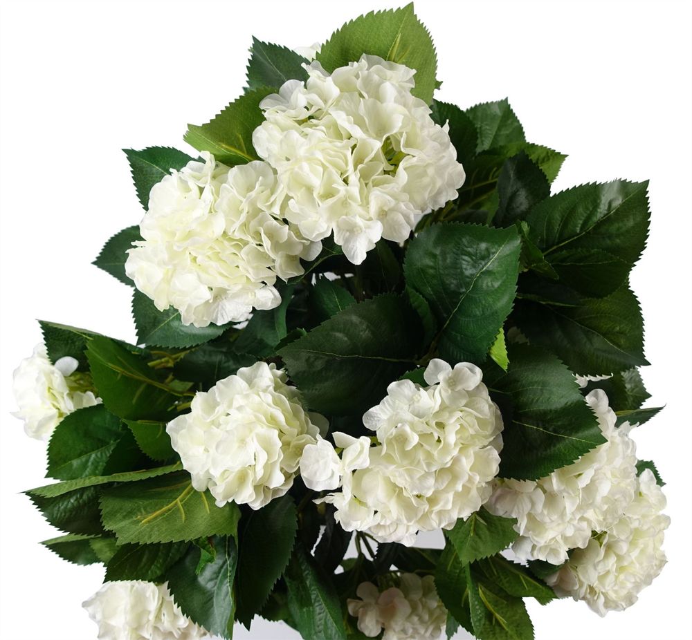 Beautiful 75cm Artificial White Bush Hydrangea - Potted Plant