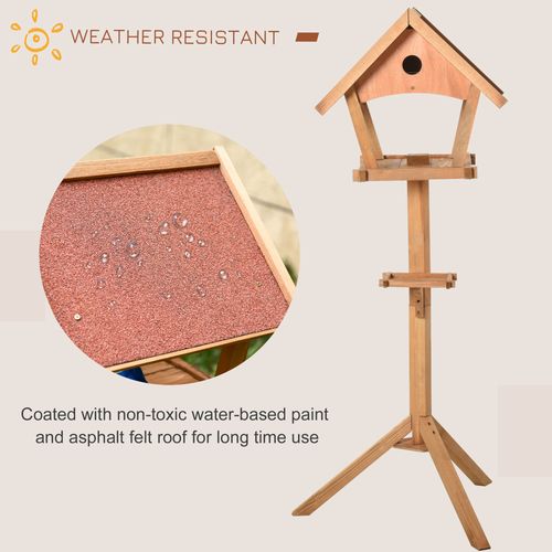 Wooden Bird Table Freestanding Feeding Station for Garden Outside 139H cm Natural