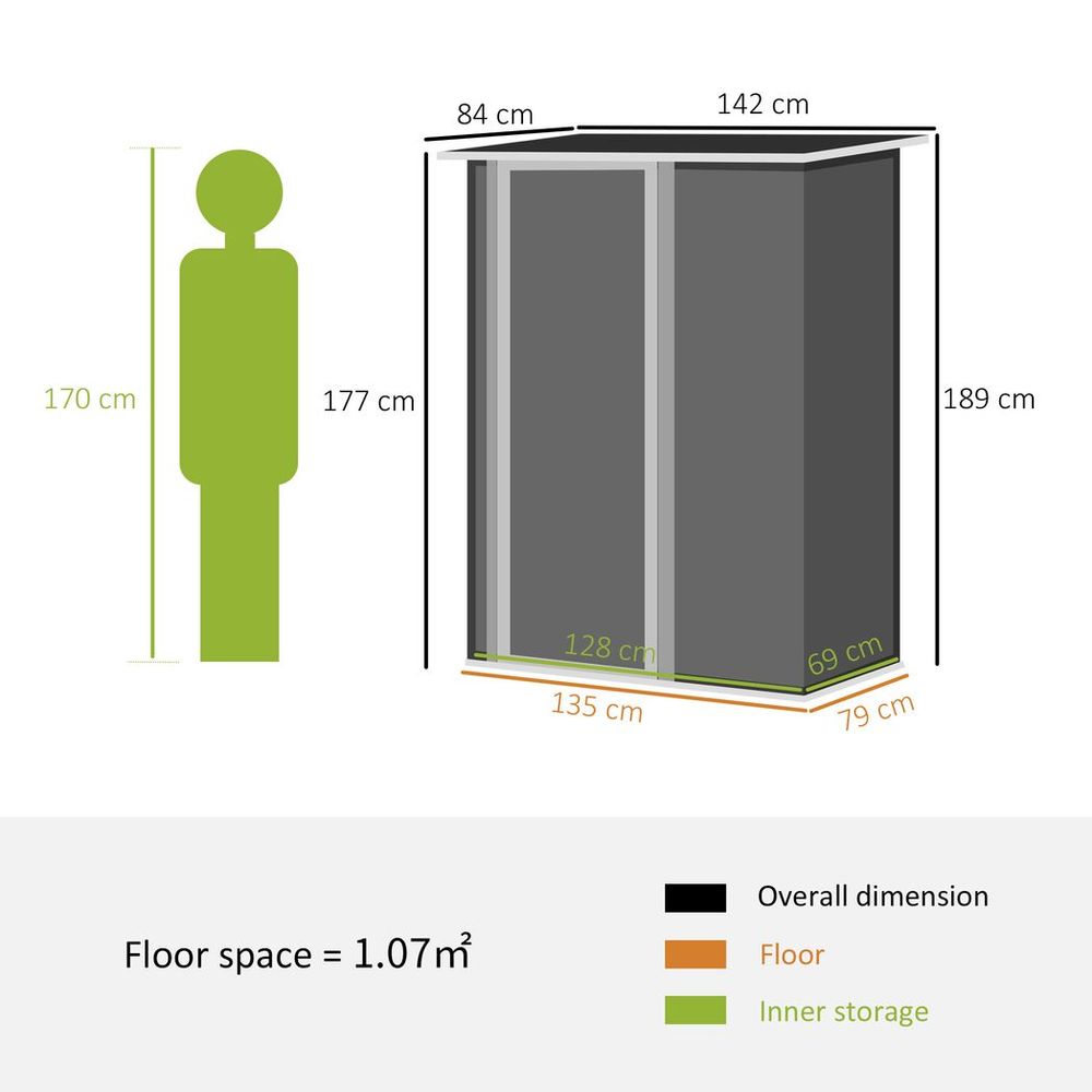 Steel Garden Shed Brown - Lockable Door - Weather-resistant - Outdoor Storage Solution