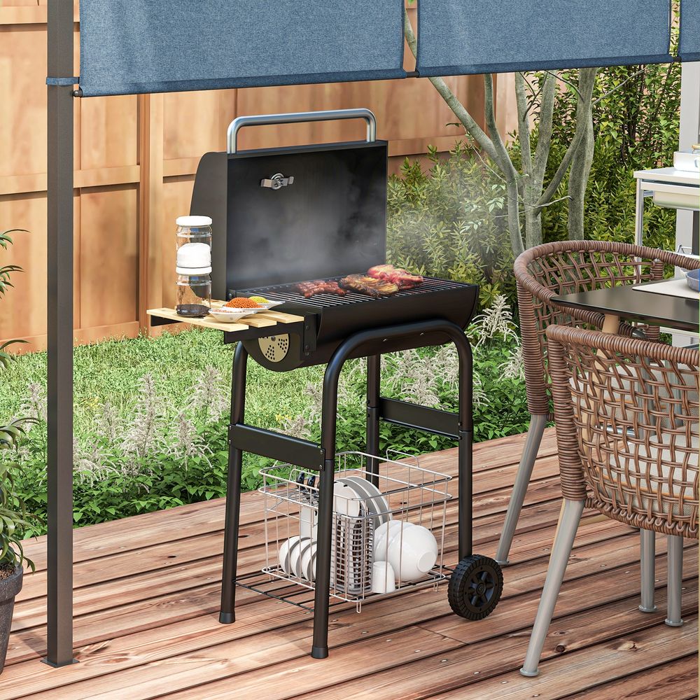 BBQ Grill - Charcoal, Shelves, Lid, Thermometer - for Outdoor Parties!