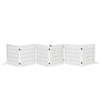 Freestanding Pet Gate, 6 Panel Foldable Playpen, Wooden Dog Gate with 2 Support Feet, for Stairs, Doorway - White