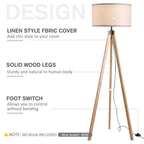 Beige Rubber Wood Tripod Floor Lamp - Professional Grade, & Stylish Home Decor & Lighting Solution