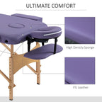 Purple Folding Massage Bed - Portable Spa Table for Beauty Treatments - Sturdy & Adjustable - Carry Bag Included