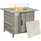 Gas Fire Pit Table - Rain Cover, Windscreen & Lava Stone - 50,000 BTU