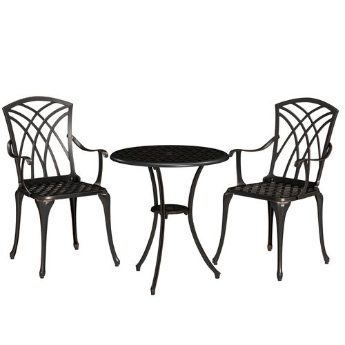 3 PCs Garden Bistro Set Outdoor Garden Furniture Set w/ Umbrella Hole