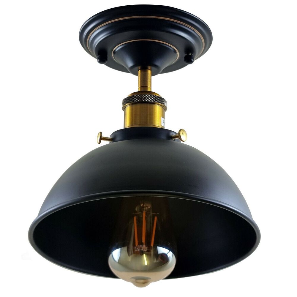 Industrial Retro Light Shade Flush Mount Fitting Modern Black Ceiling Light