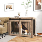 Furniture Dog Crate - Removable Cushion - Large Dogs - Brown