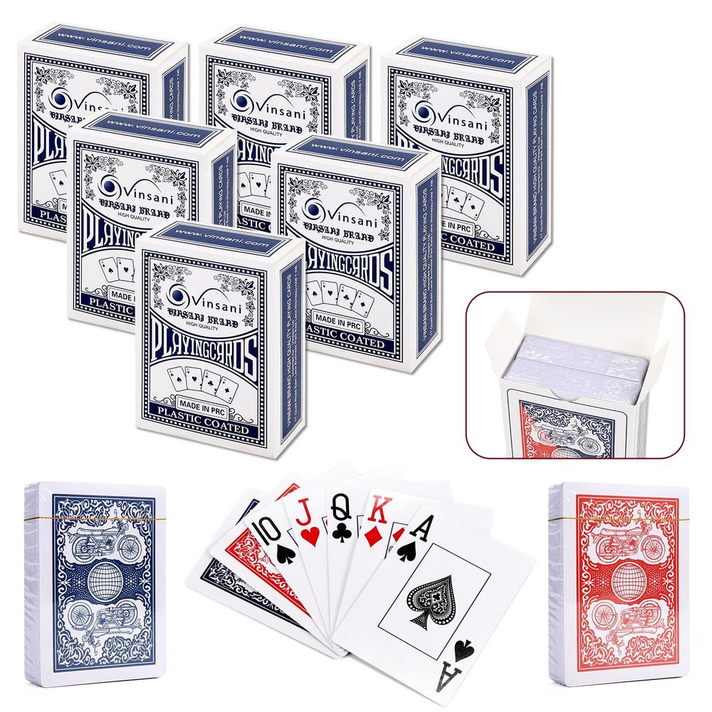 Traditional Motorbike Poker Casino Plastic Coated Playing Cards Decks (2 / 4 / 6 / 12)