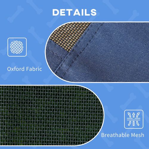 122cm Elevated Dog Bed Cooling Raised Pet Cot UV Protection Canopy Blue