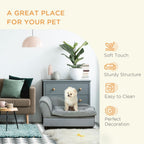 Pet Sofa Dog Chair Cat Couch w/ Storage, Cushion - Light Blue in Blue