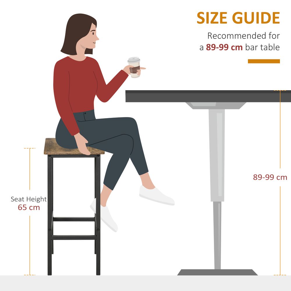 Rustic Brown Kitchen Bar Chairs (Set of 2) - Durable, Stylish, and Comfortable