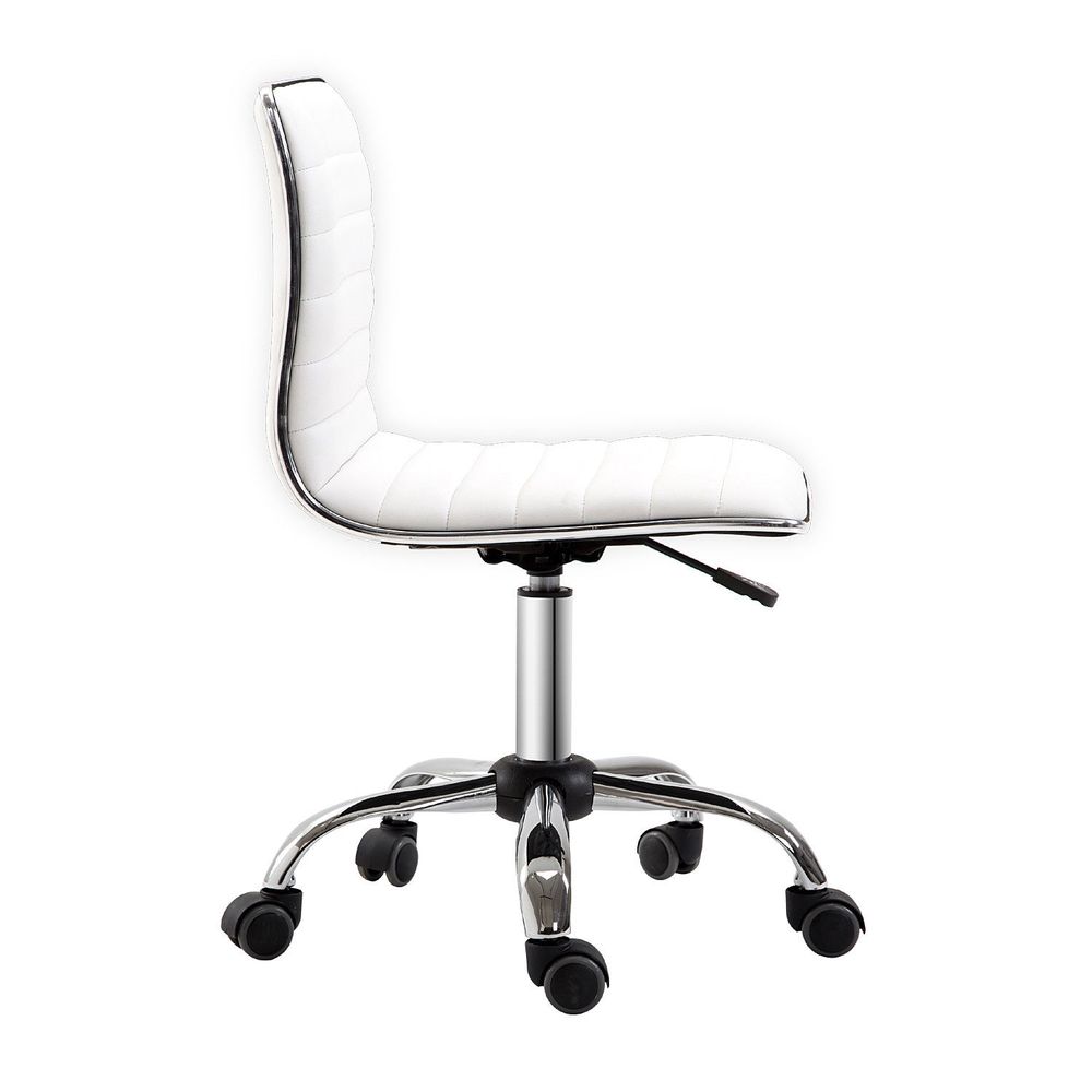 Armless Mid-Back Adjustable Office Chair 360 Swivel Ergonomic White