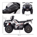 12V Electric Quad Bike for Kids - LED Lights, Music - White