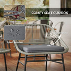 Rattan Bistro Set, Small Balcony Furniture with Cushion, Light Grey in Grey