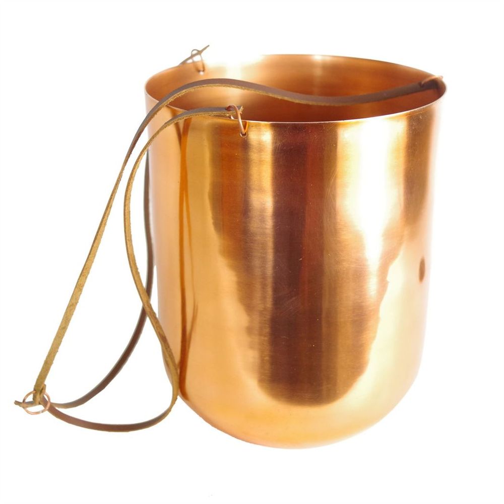 Copper Hanging Planter - Handmade, Rustic Finish - 18x22cm