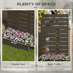 Raised Garden Bed with Trellis Standing Patio Planter Box Black