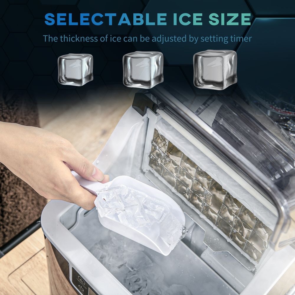 Ice Maker Machine - Compact, Fast, Adjustable Cube Size, Scoop - Black