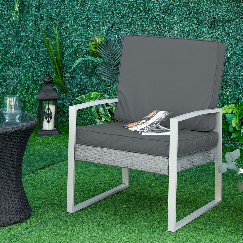 Dark Grey Outdoor Seat & Back Cushion Set for Comfort