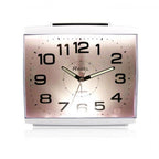 Large Square Retro Bedside Alarm - Clear Dial, Bold Numbers, Snooze, Silent Sweep, Luminous Hands