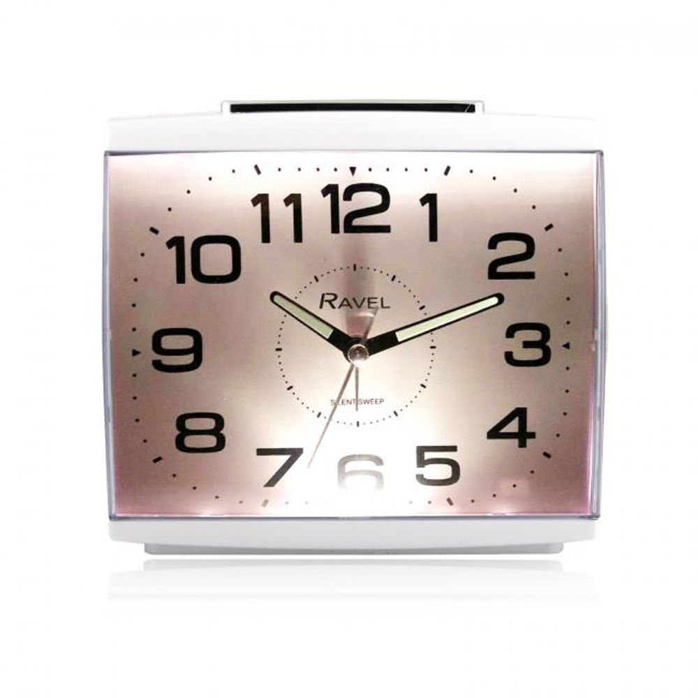 Large Square Retro Bedside Alarm - Clear Dial, Bold Numbers, Snooze, Silent Sweep, Luminous Hands