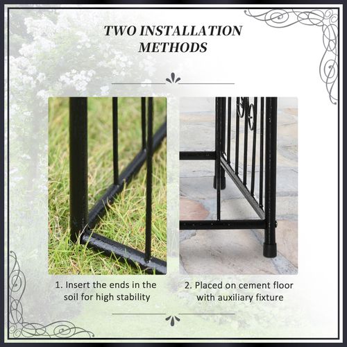 Metal Garden Arbor Arch Gate w/ 2 Side Planter Boxes & Vine Frame