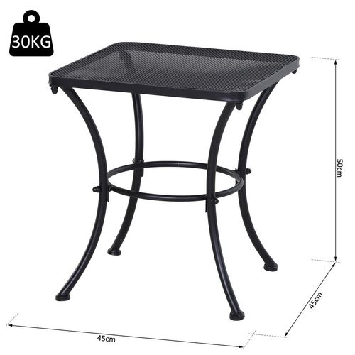 Metal Patio Bistro Table - Square 45cm, Black
