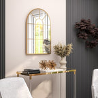 Modern Arched Window Wall Mirror for Bedroom, 91x60cm, Gold Tone