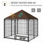 Outdoor Dog House Kennel: Canopy Top, Secure Lock, and Rotating Bowl Holder