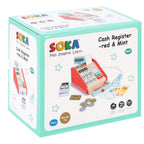 Wooden Cash Register-Red & Mint: Realistic Accessories, Authentic Game Experience