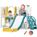 6-in-1 Toddler Climber and Set w/ Basketball Hoop, Telescope Yellow