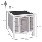 Wooden Rabbit Hutch Outdoor, Guinea Hutch, Rabbit Hideaway, Cat House, Bunny Cage Small Animal House 51 x 42 x 43 cm, Grey