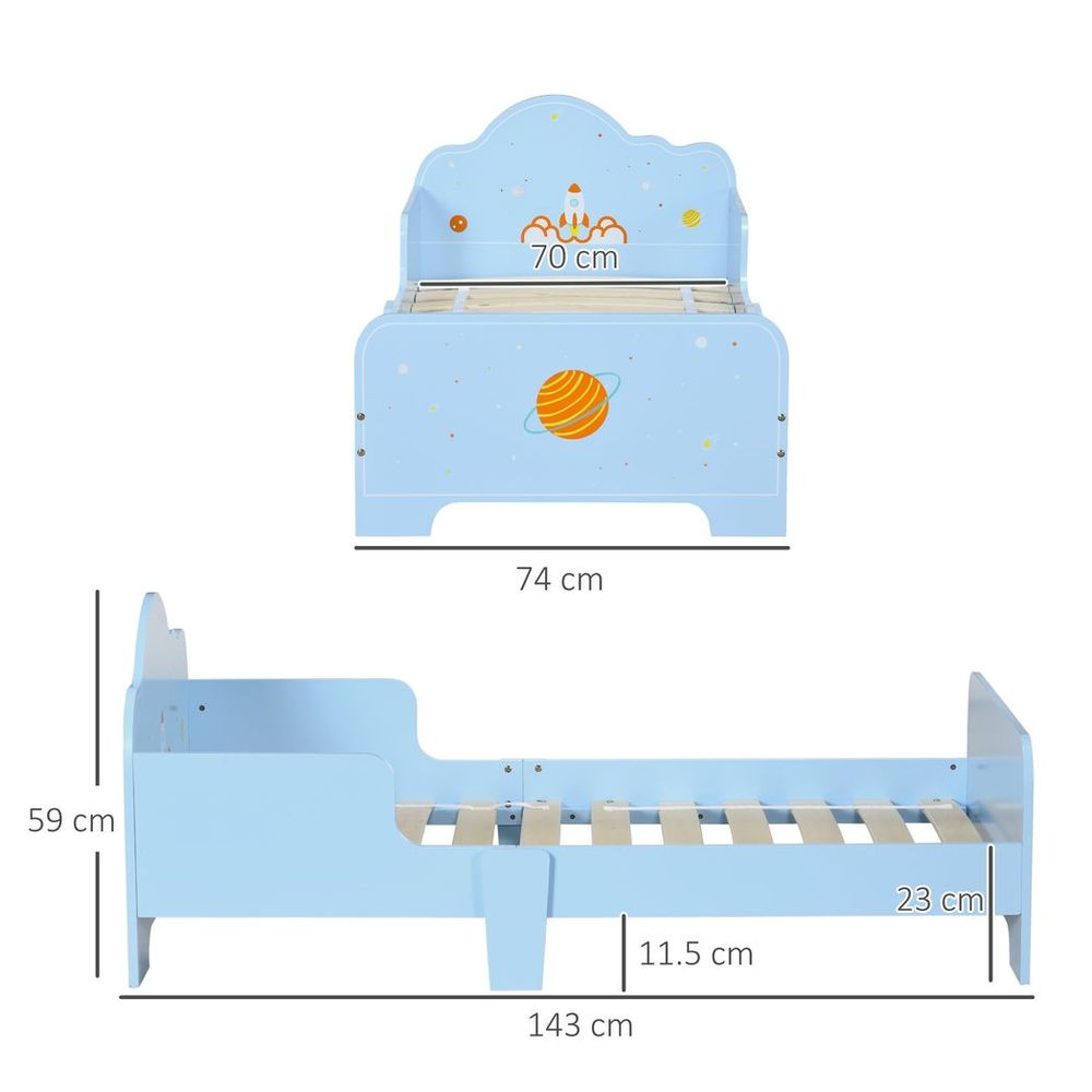 Toddler Bed w/ Space-themed Patterns, for Boy, Girls, Ages 3-6 Years