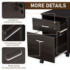 2-Drawer Locking Office Filing Cabinet w/ 5 Wheels Rolling Storage Hanging Legal Letter Files Cupboard Home Organisation Black Wood Grain