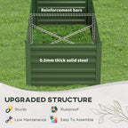 Steel Raised Bed - Reinforced Rods - Green - Outdoor Garden Planter