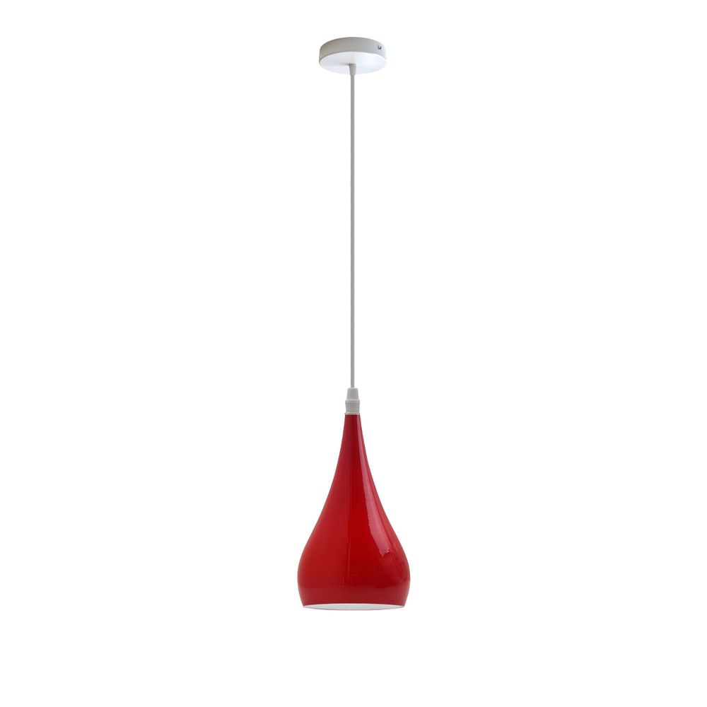 Metal E27 Teardrop Pendant Light Modern Industrial Hanging Light Fixture Red