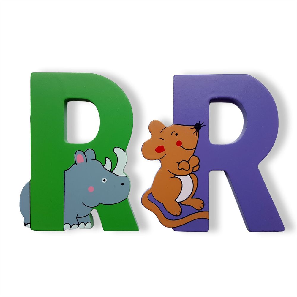 Wooden Alphabet Letter - Jungle Animal Uppercase, Self Adhesive R