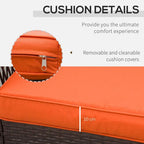 3 Pieces Patio Rattan Bistro Set with Tempered Glass Table Orange