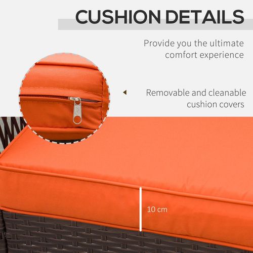 3 Pieces Patio Rattan Bistro Set with Tempered Glass Table Orange