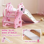 3 in 1 Kids Slide with Climber, Basketball Hoop and Ball, Pink