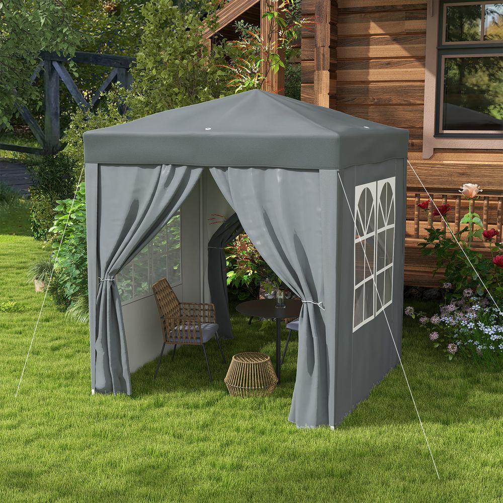2mx2m Pop Up Gazebo Party Tent Canopy Marquee with Storage Bag Grey