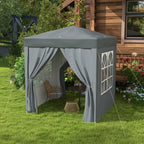 2mx2m Pop Up Gazebo Party Tent Canopy Marquee with Storage Bag Grey
