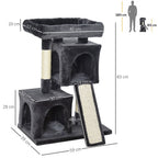 Cat Rest & Play Tree - 2 House Perch Scratching Post, Durable - Black