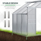 6 x 4ft Polycarbonate Greenhouse Aluminum Roof Vent, Rain Gutter Sliding Door
