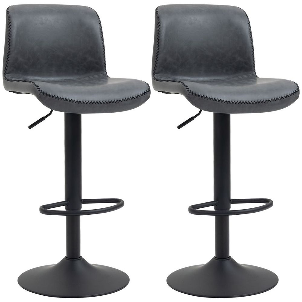 PU Leather Bar Stool Set of 2 - Adjustable Retro Swivel