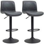PU Leather Bar Stool Set of 2 - Adjustable Retro Swivel