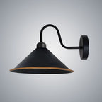 Black gold Wall Light Fixture,Black Wall Sconce E27 Base Socket Screw Type Wall Mounted Swan Neck Cone Shape Shade