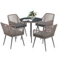 Rattan Dining Set, 4 Seater Rattan Garden Furniture, Light Brown